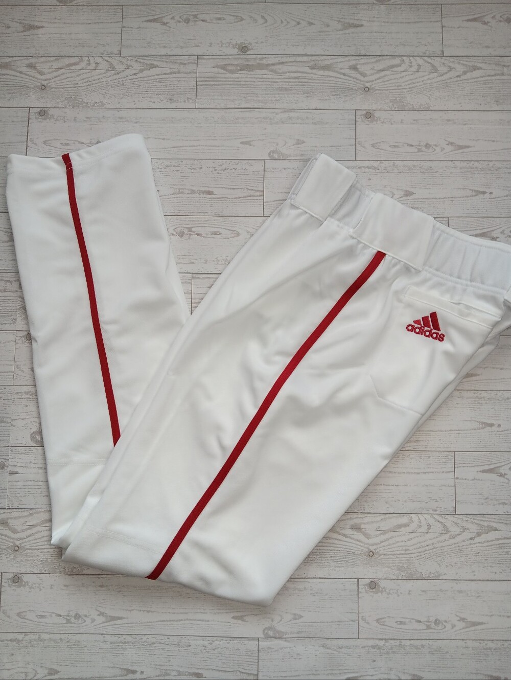 Adidas Youth Icon Pro Piped Open Hemmed Baseball Pants White/Red GQ9154 XL